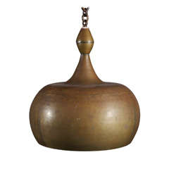 Hand Hammered Brass Bowl Form Pendant