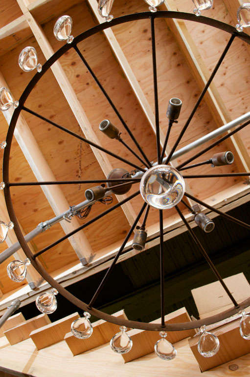 Rusted Wagon Wheel Chandelier 1