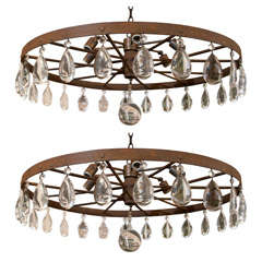 Antique Rusted Wagon Wheel Chandelier