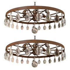 Used Rusted Wagon Wheel Chandelier