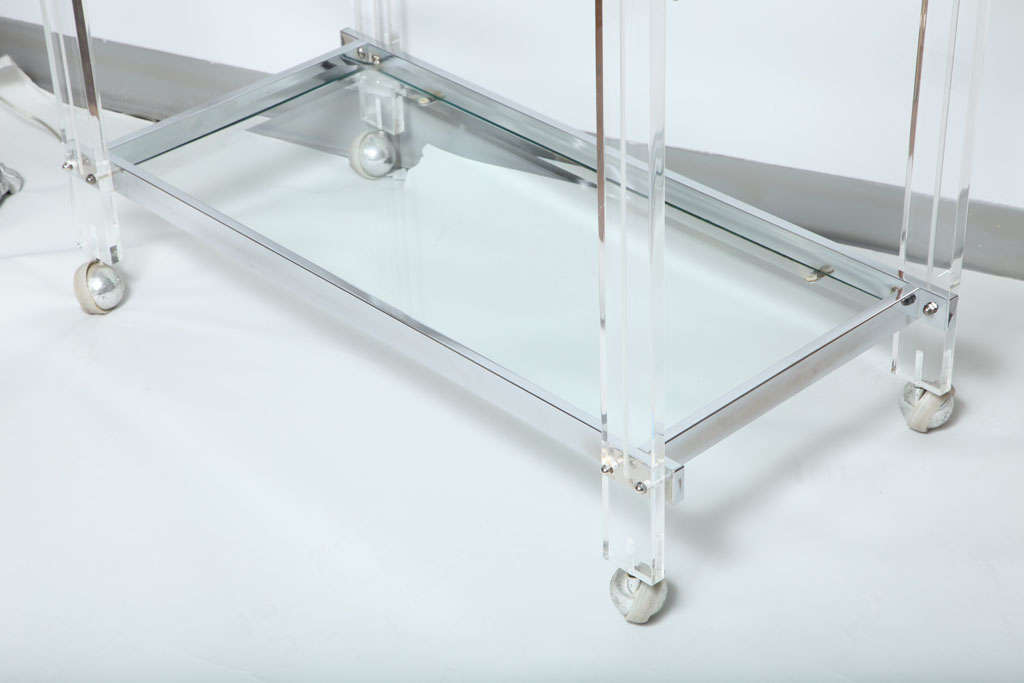 Unknown Vintage Glass and Lucite, Chrome Bar Cart