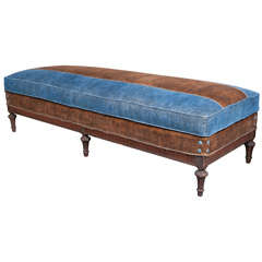 Early 19th century French classical bench base into ottoman