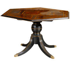 19thC Hexagonal Inlaid Center Table