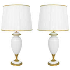 French White Opaline Glass Lamps 5