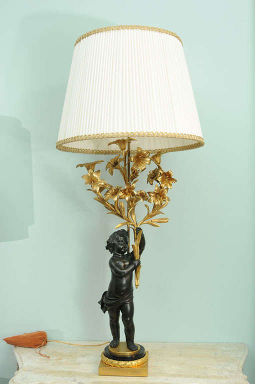 Pair Of Exceptional Bronze Cherubs Mounted As Lamps By Beurdeley
