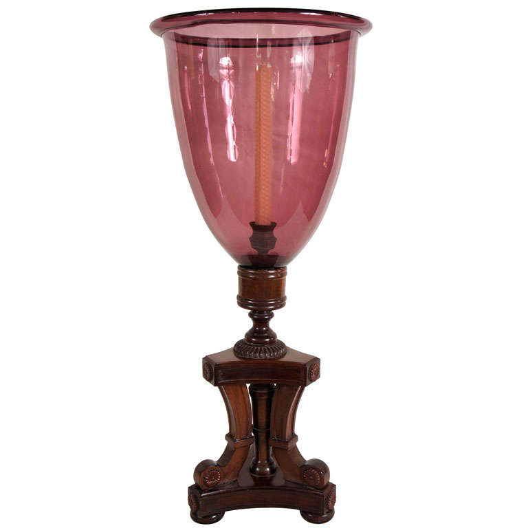 English AmethystColored Glass Hurricane at 1stDibs