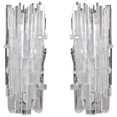 Pair of 1970's Ice lucite lamps
