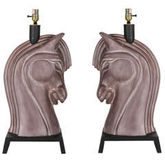 Pair of 1940's horse head lamps