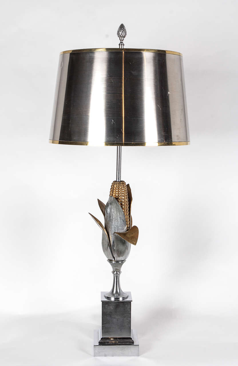 Lampe de table en maïs des années 1970 par Maison Charles.
