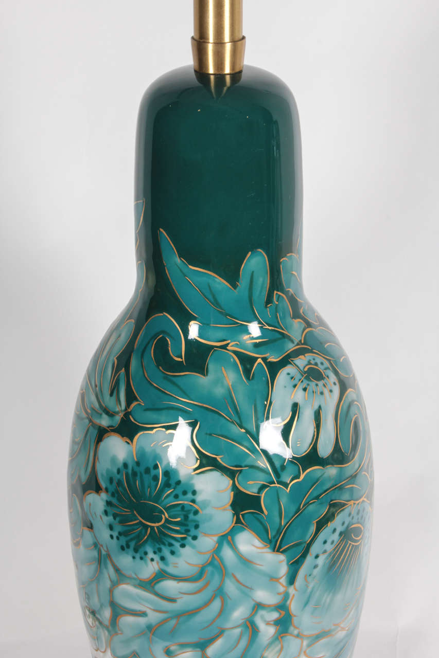 Importante lámpara de porcelana francesa de Camille Tharaud mediados del siglo XX en venta