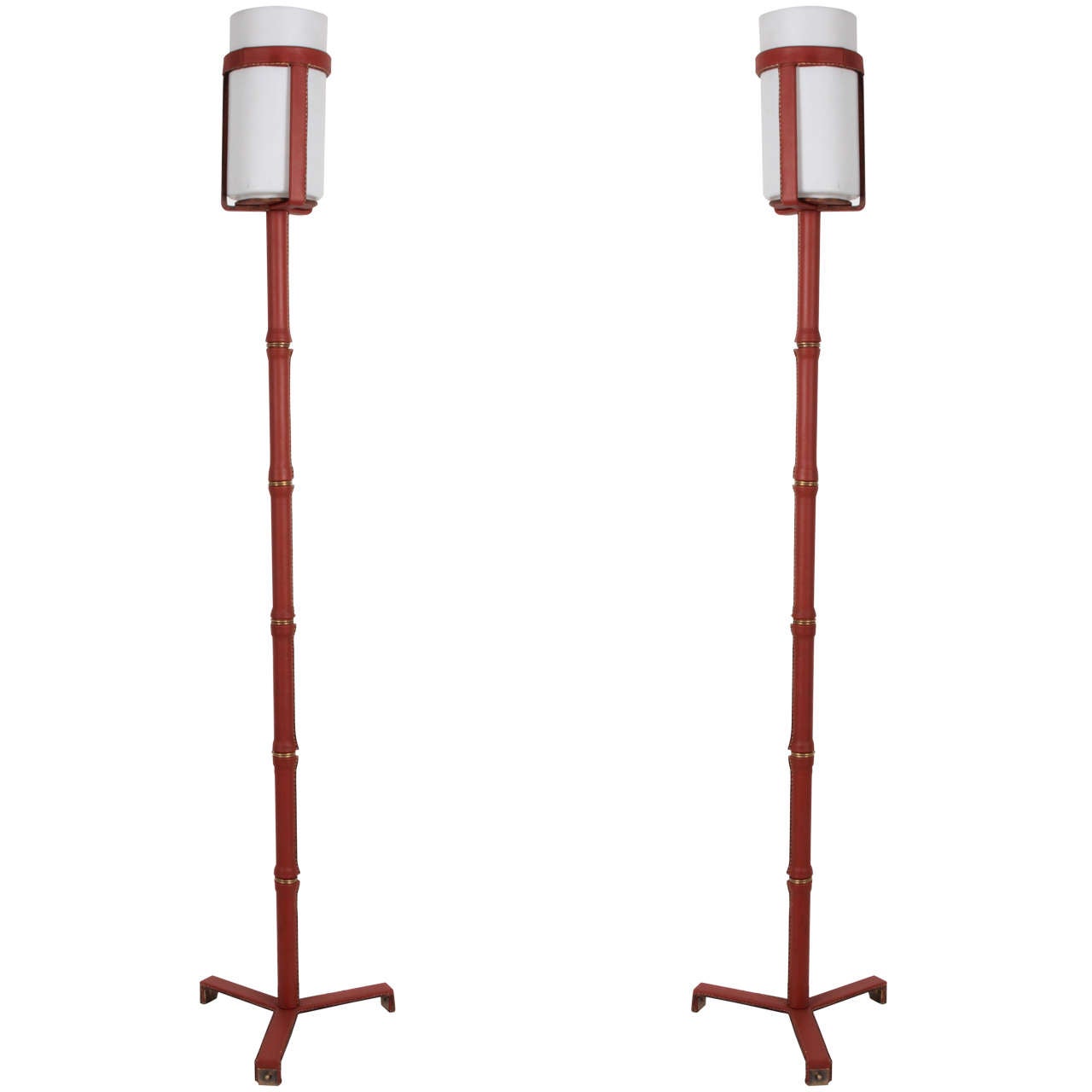 Pair of 1950's floor lamp by Jacques Adnet