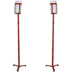 Pair of 1950's floor lamp by Jacques Adnet