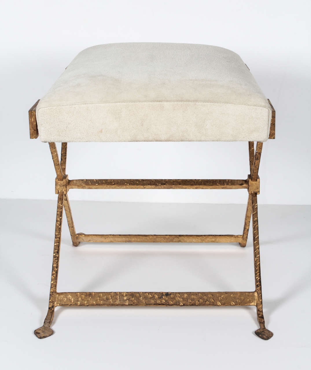 Wrought Iron 1940's ottoman in the manner of Marcel Coard