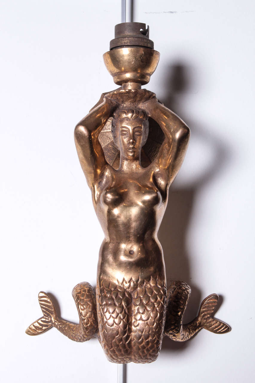 Pair of gilt bronze sconces showing a mermaid 
French 40's