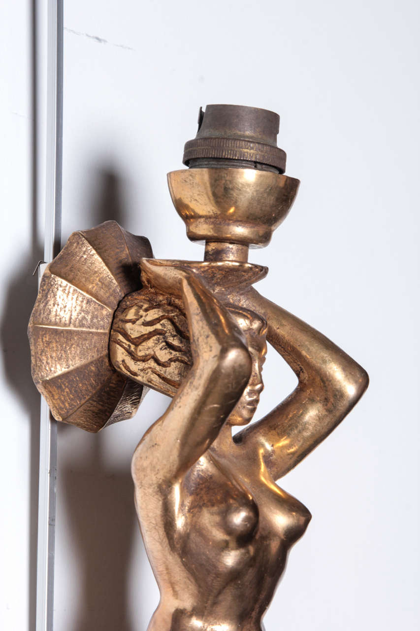 Mid-20th Century Nice pair of French bronze sconces by Asselbure
