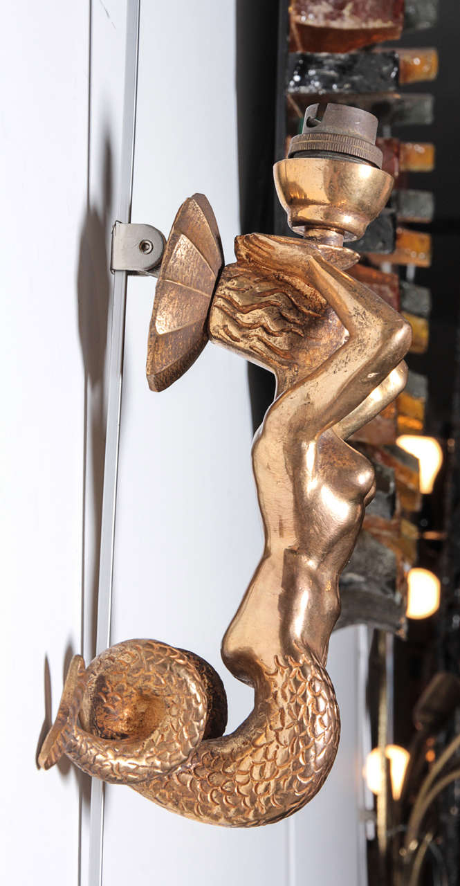 Nice pair of French bronze sconces by Asselbure 1