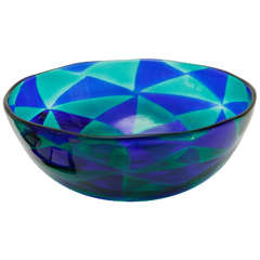 Blue and Green Intarsia Bowl by Barovier & Toso