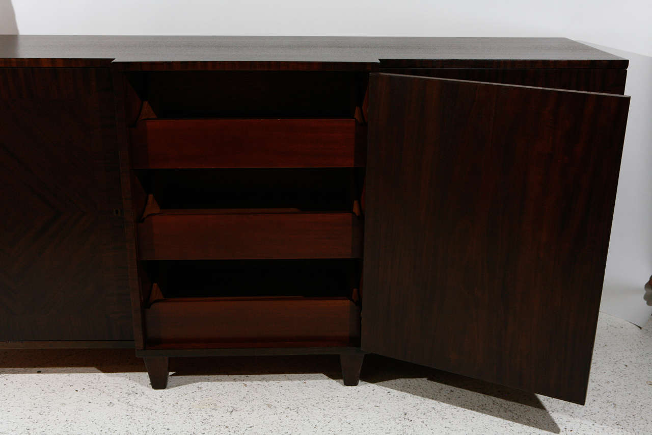 Three-Door Ribbon Mahogany Buffet For Sale 1