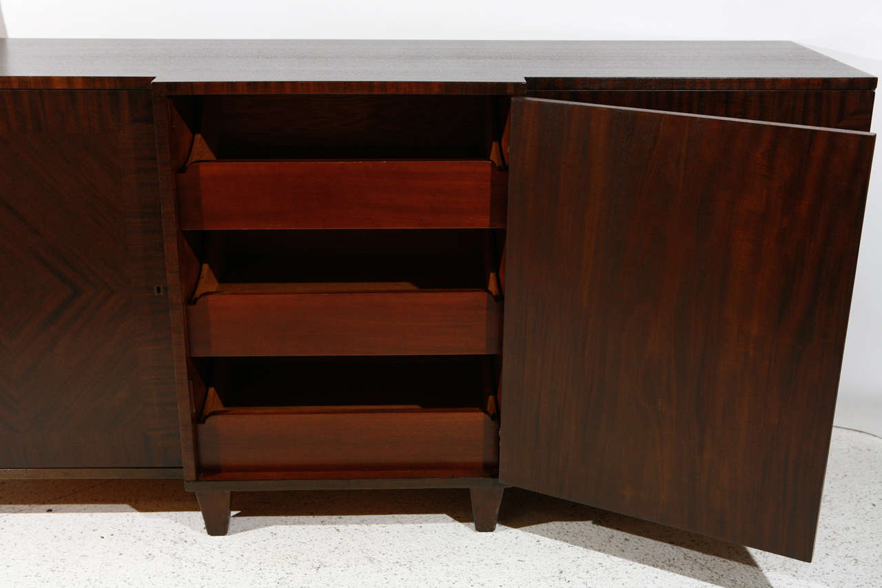 Three-Door Ribbon Mahogany Buffet For Sale 2