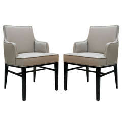 Pair of Leather Upholstered Armchairs by Edward Wormley for Dunbar