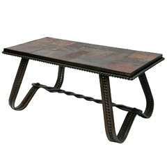 French Iron & Slate Cocktail Table