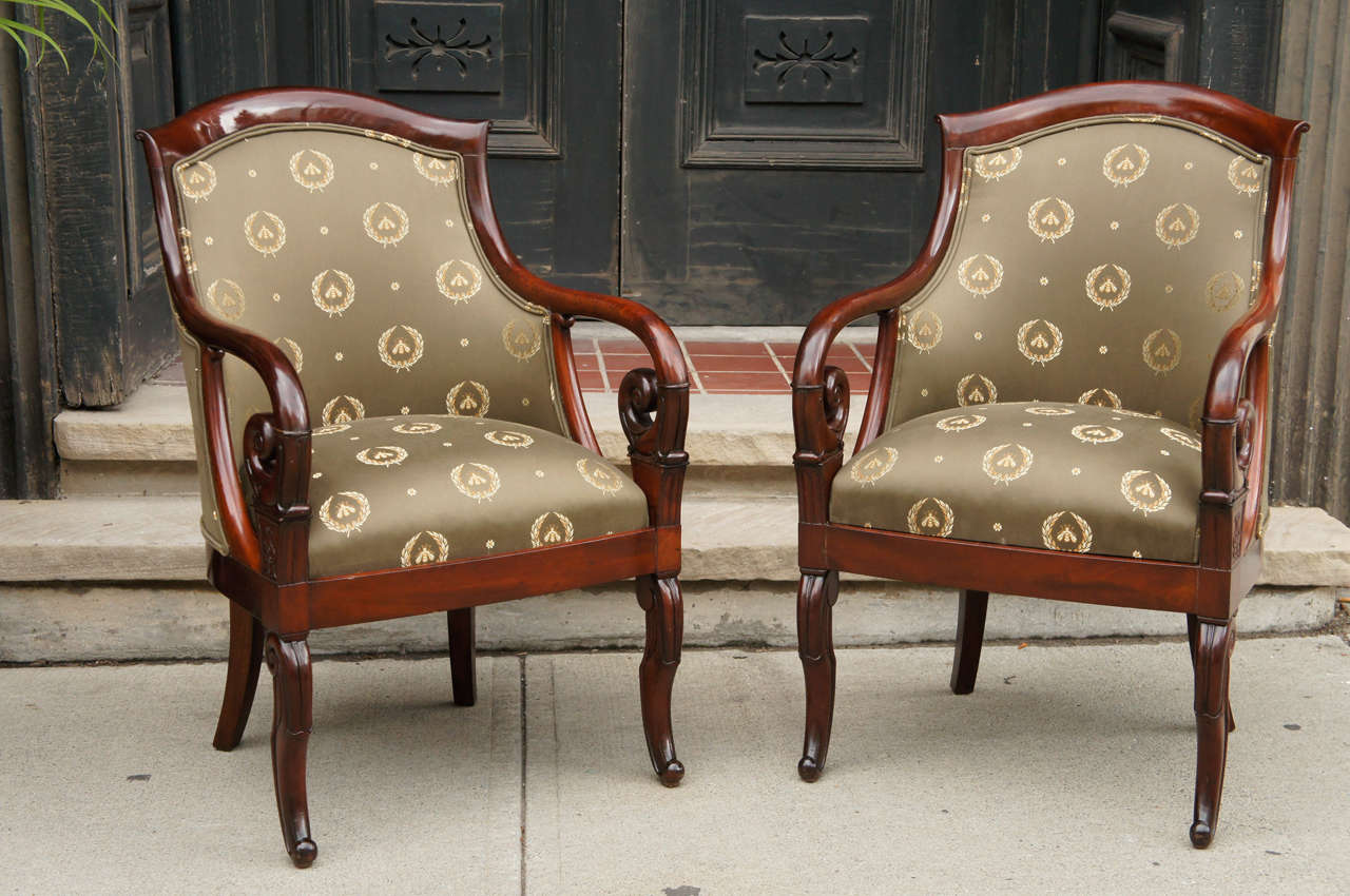 French A Fine Pair of  Open Arm Chairs By Joseph Pierre Francois Jeanselme 1824-1860