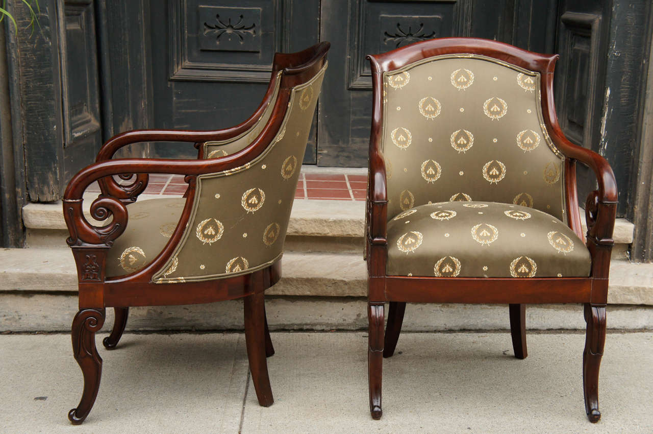 A Fine Pair of  Open Arm Chairs By Joseph Pierre Francois Jeanselme 1824-1860 In Excellent Condition In Hudson, NY