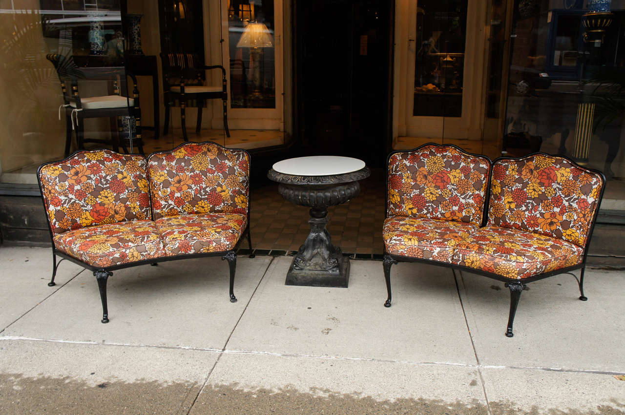 A Pair of Vintage Woodard Iron Garden Loveseats