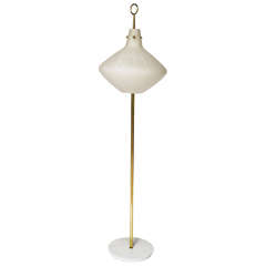 Stilnovo Frosted Glass Diffuser on Brass Floor Lamp