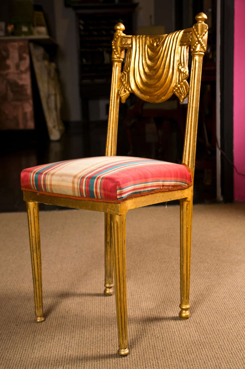 Pair of Gilt Wood Ballroom Chairs In Excellent Condition In Stamford, CT