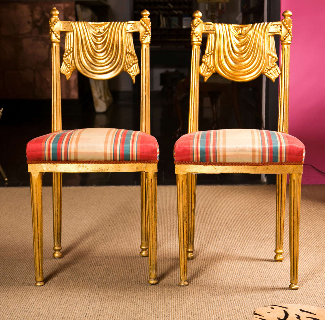 Pair of Gilt Wood Ballroom Chairs 4