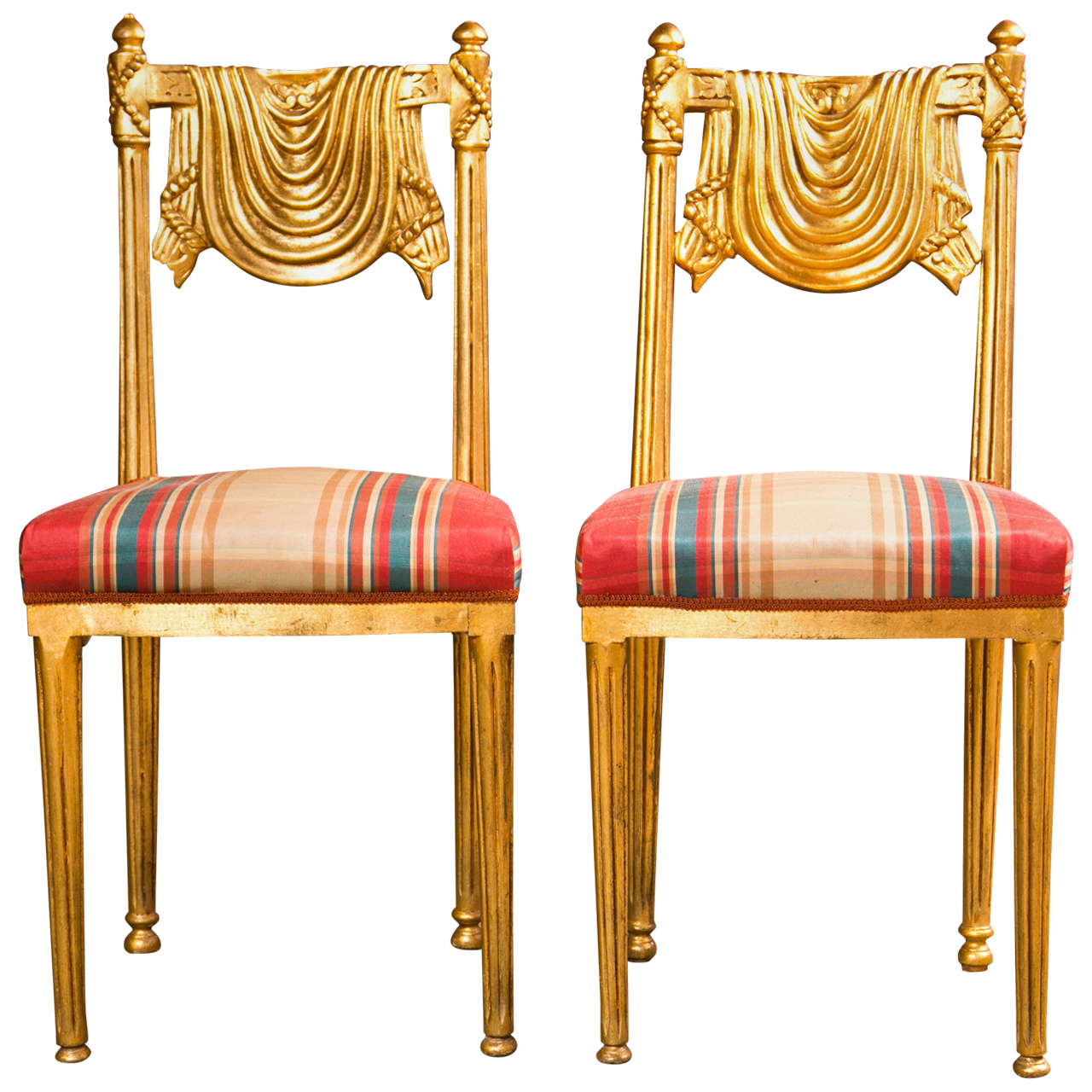 Pair of Gilt Wood Ballroom Chairs