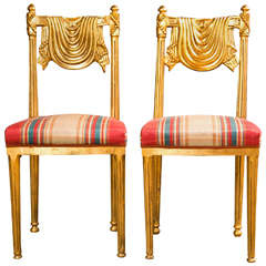 Pair of Gilt Wood Ballroom Chairs