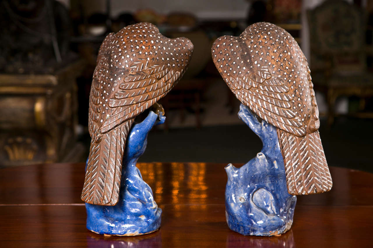 Ceramic Figures of Hawks In Excellent Condition In Stamford, CT
