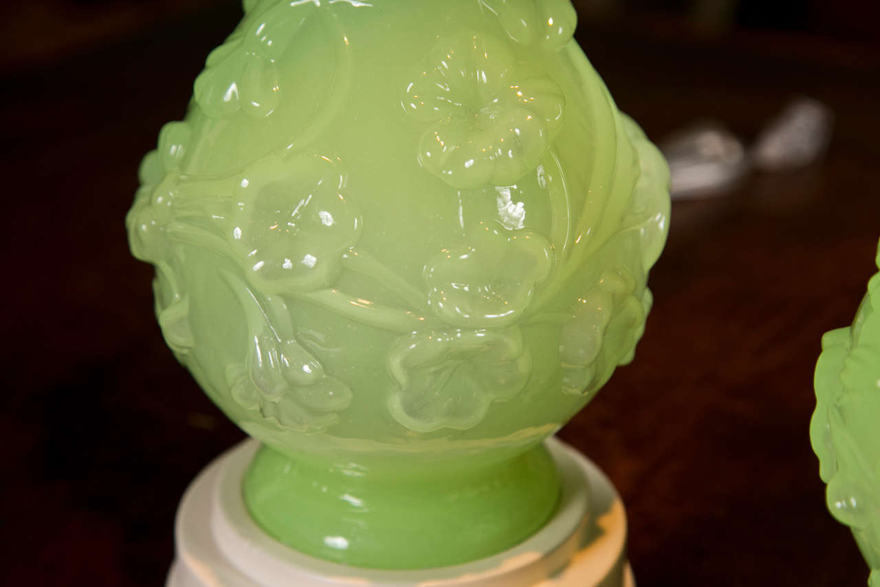 Pair of Pressed Glass Vases For Sale at 1stDibs