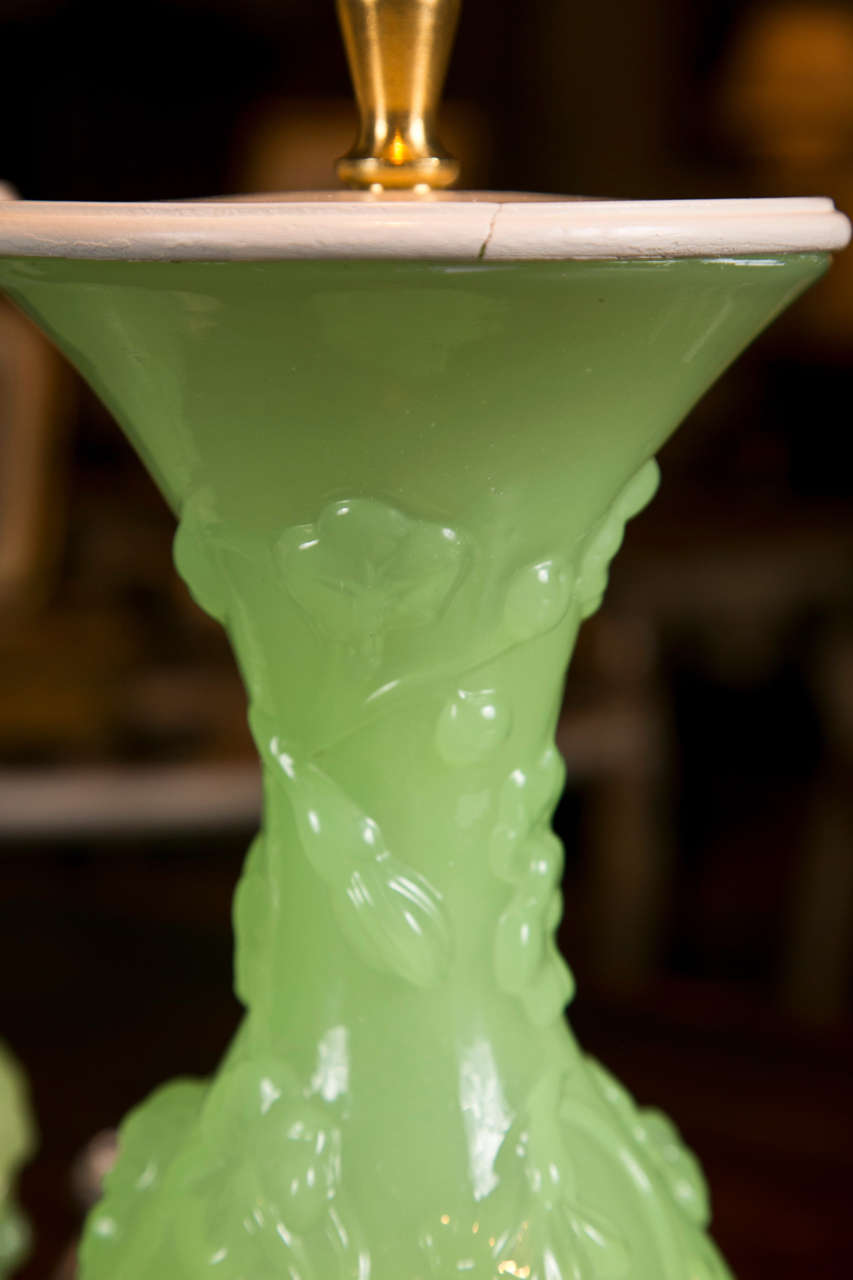 Pair of Pressed Glass Vases For Sale at 1stDibs