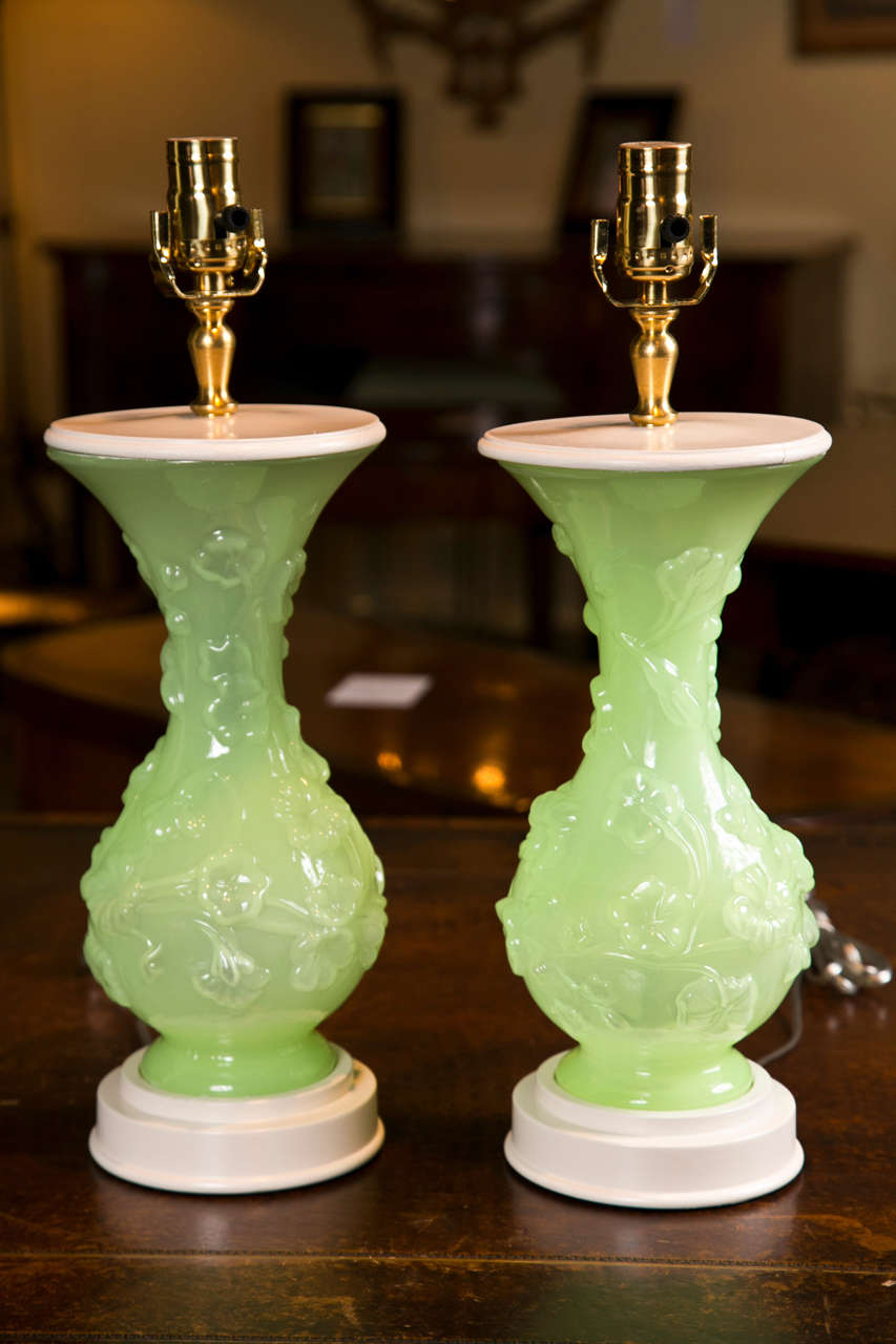 Pair of Pressed Glass Vases For Sale at 1stDibs