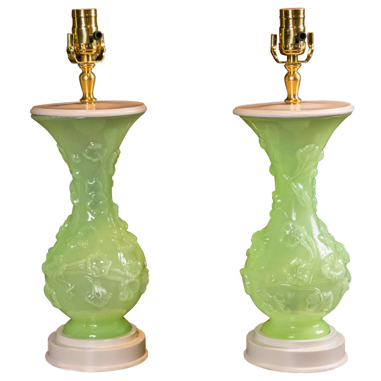 Pair of Pressed Glass Vases For Sale at 1stdibs
