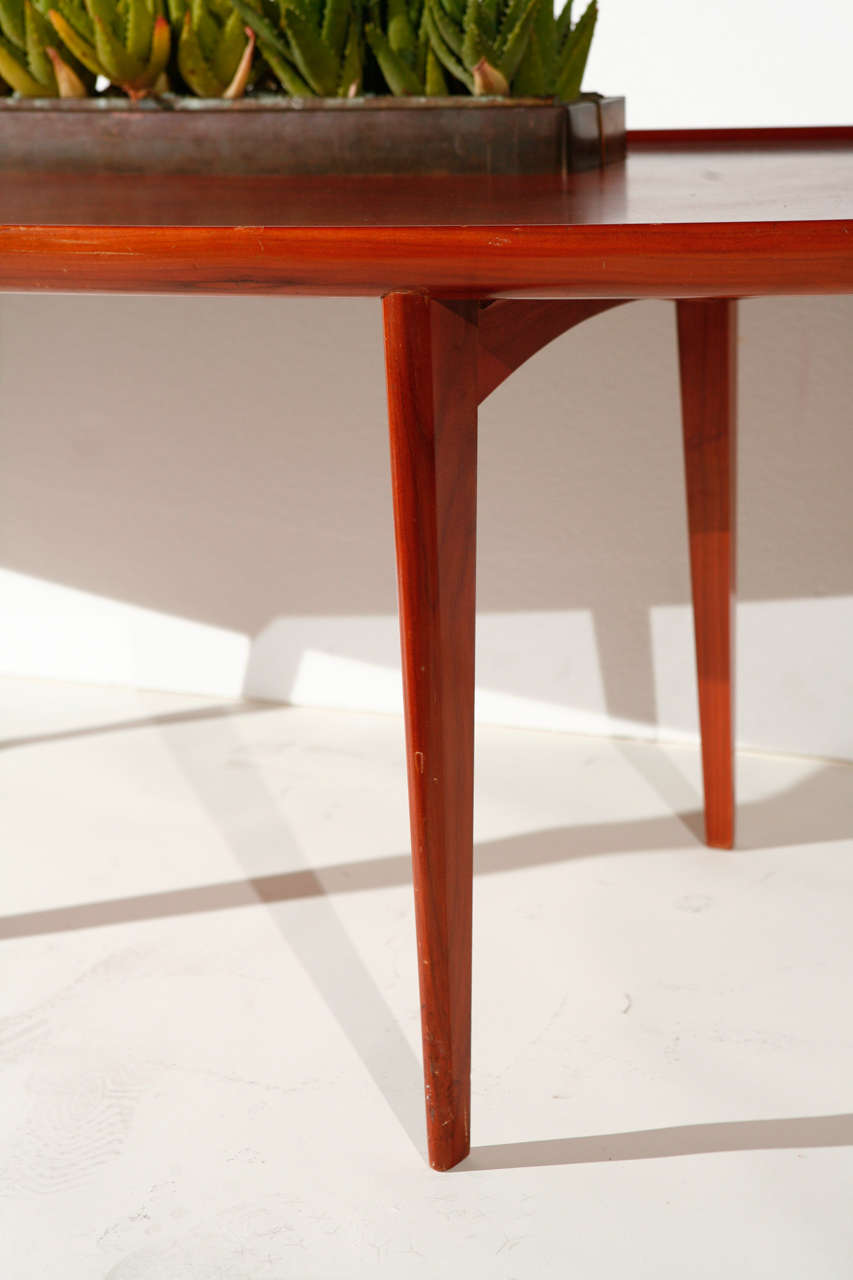 Wood Mid Century Coffee Table with Planter Insert