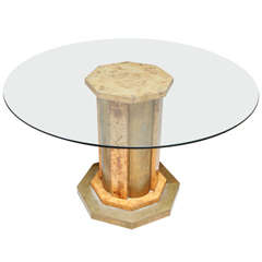 Olive Burl and Brass Center Table by Tomasso Barbi