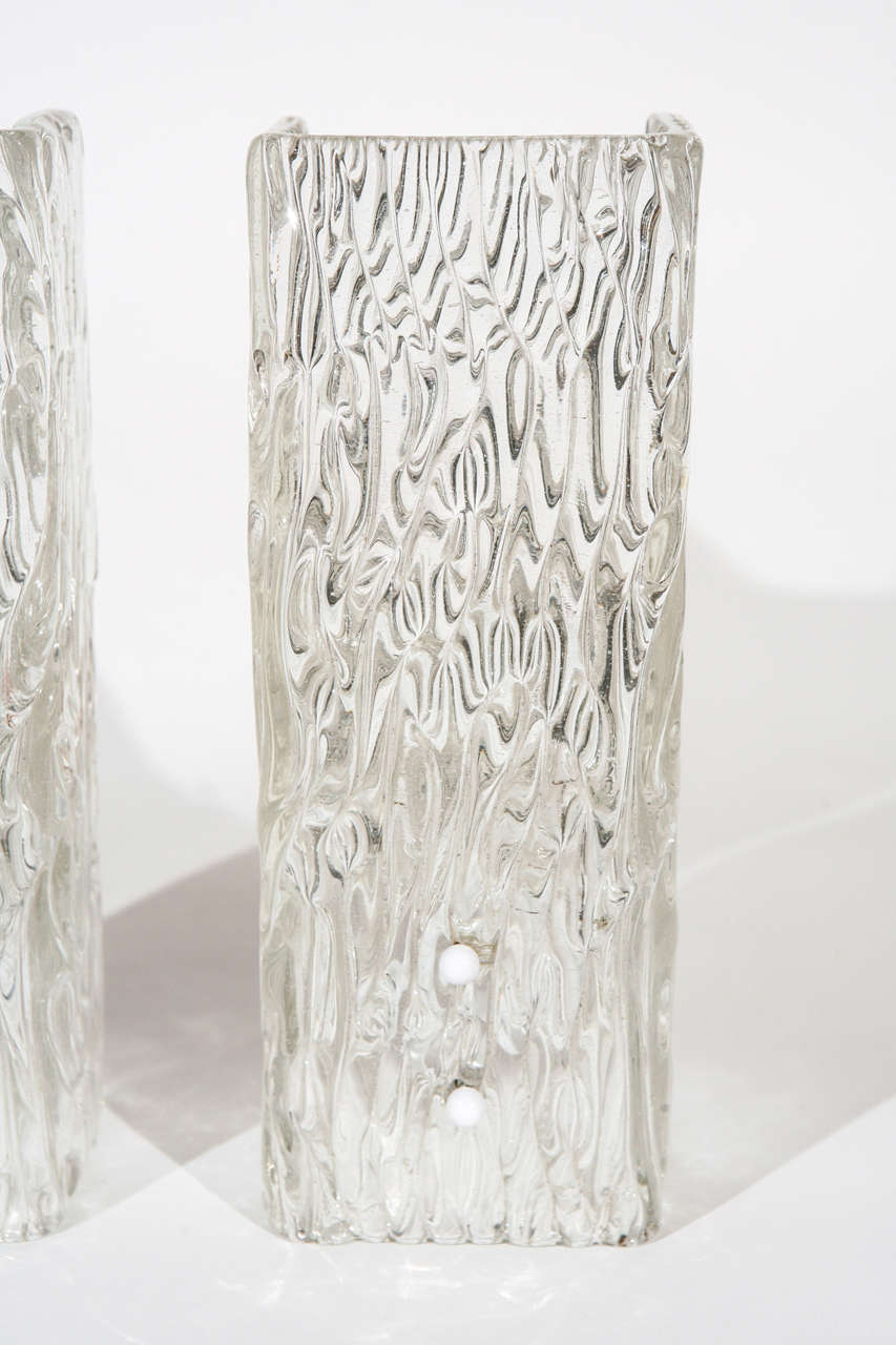 Mid-Century Modern Pair of Glass Sconces by Kalmar