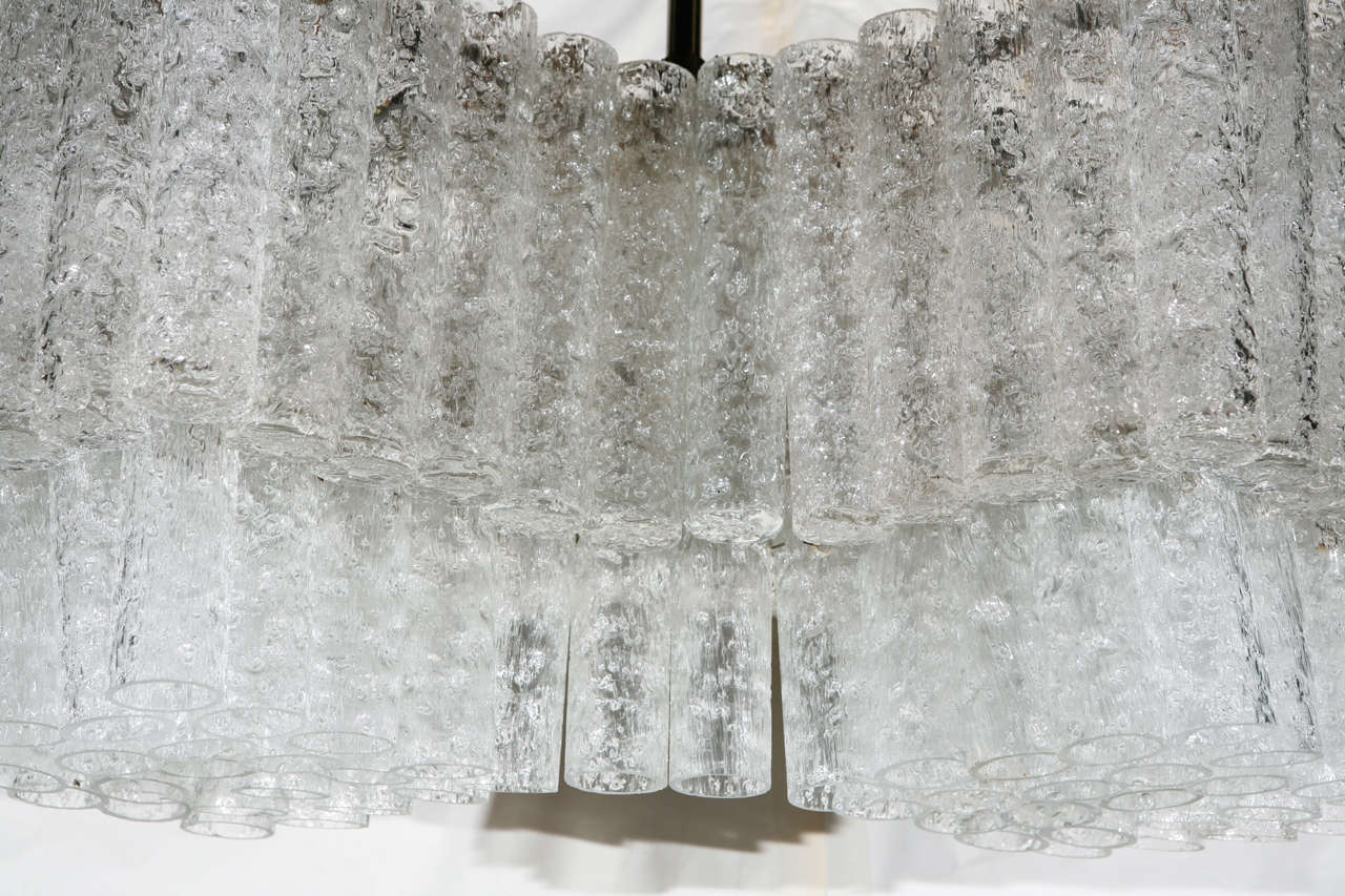 Mid-Century Modern Glass Tube Chandelier by Doria