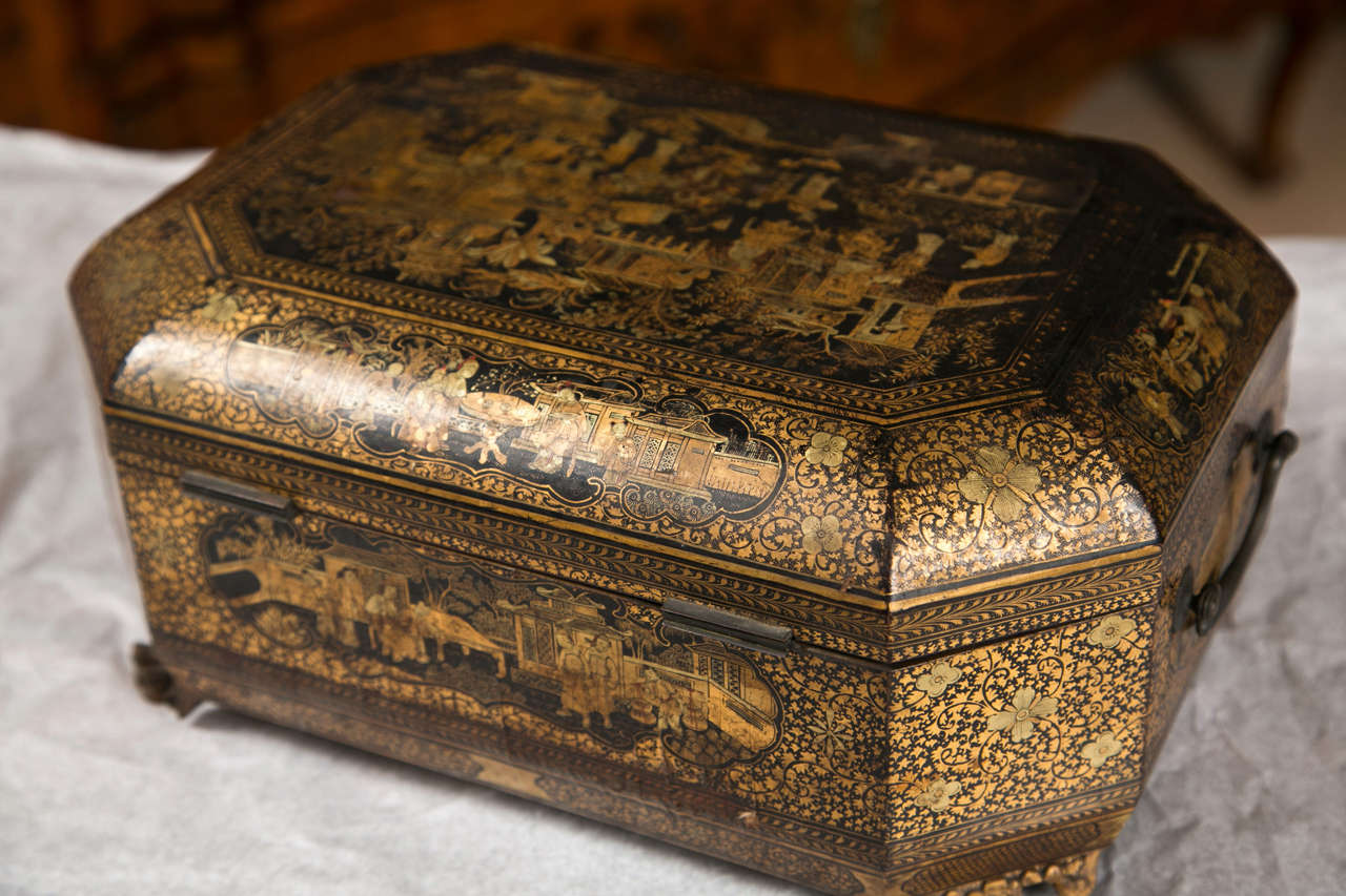 A Mid 19th Century Chinese Lacquer Sewing Box 3