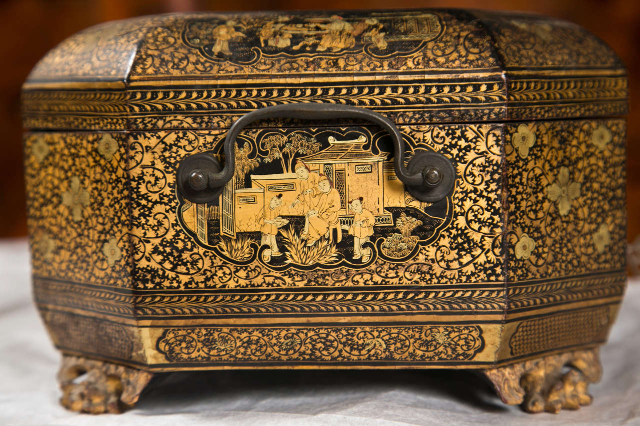 A Mid 19th Century Chinese Lacquer Sewing Box 4