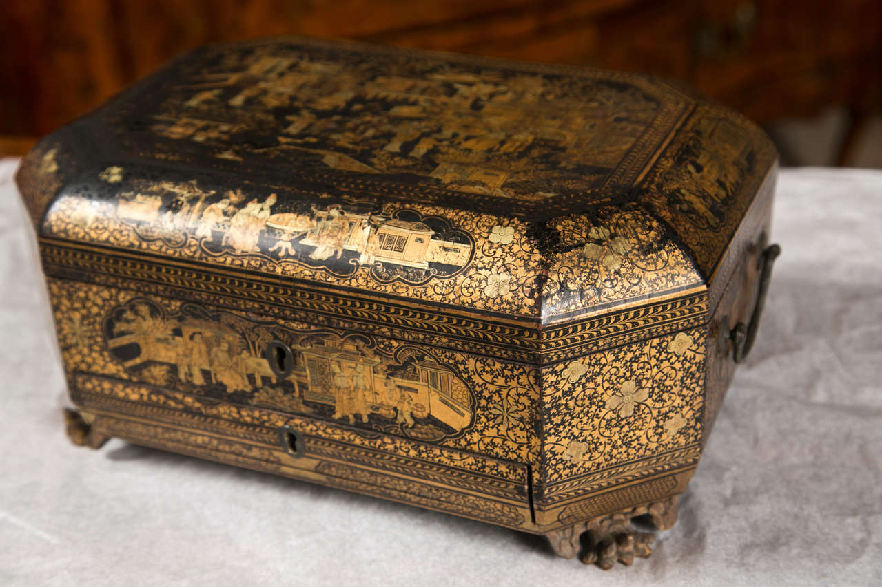 A Mid 19th Century Chinese Lacquer Sewing Box 5