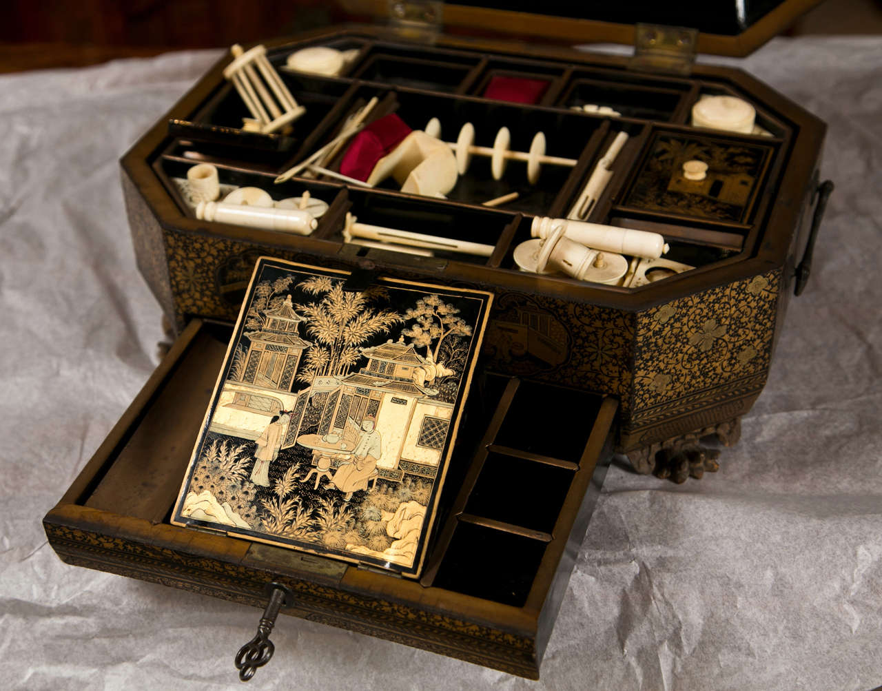 A Mid 19th Century Chinese Lacquer Sewing Box at 1stDibs chinese