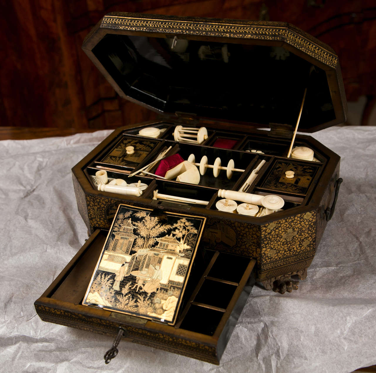 A Mid 19th Century Chinese Lacquer Sewing Box at 1stDibs chinese