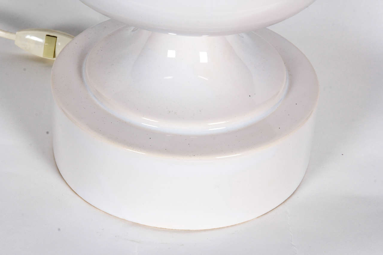 Mid-Century Modern French Scupltural White Ceramic Table Lamp