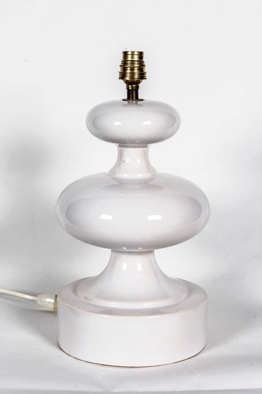 Late 20th Century French Scupltural White Ceramic Table Lamp