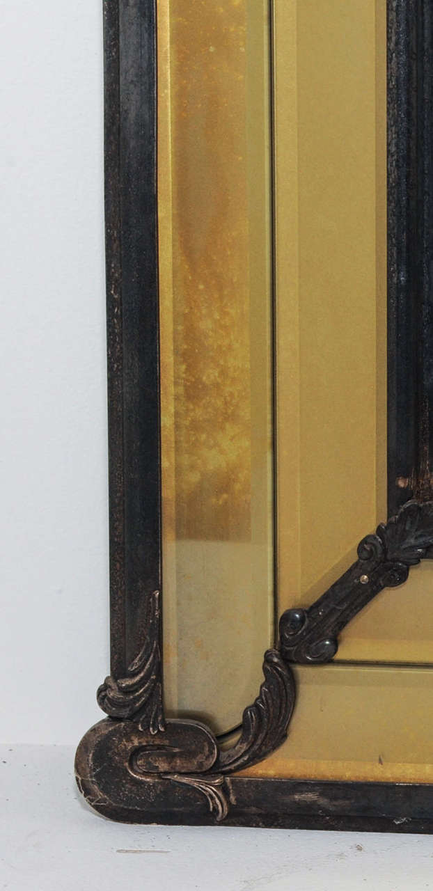 Brass A silverplated double framed brass mirror in Art Nouveau style